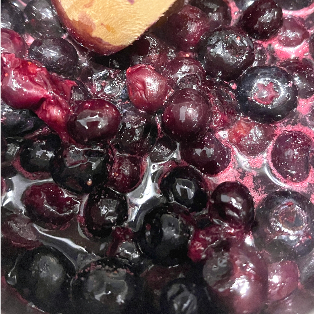 House-made whole blueberry jam, free from additives and refined sugar.